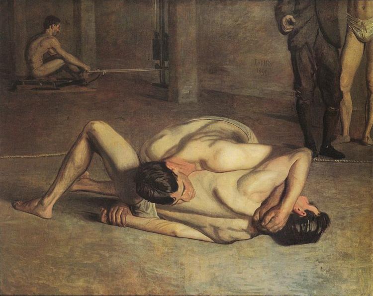 Thomas Eakins The Wrestlers Norge oil painting art